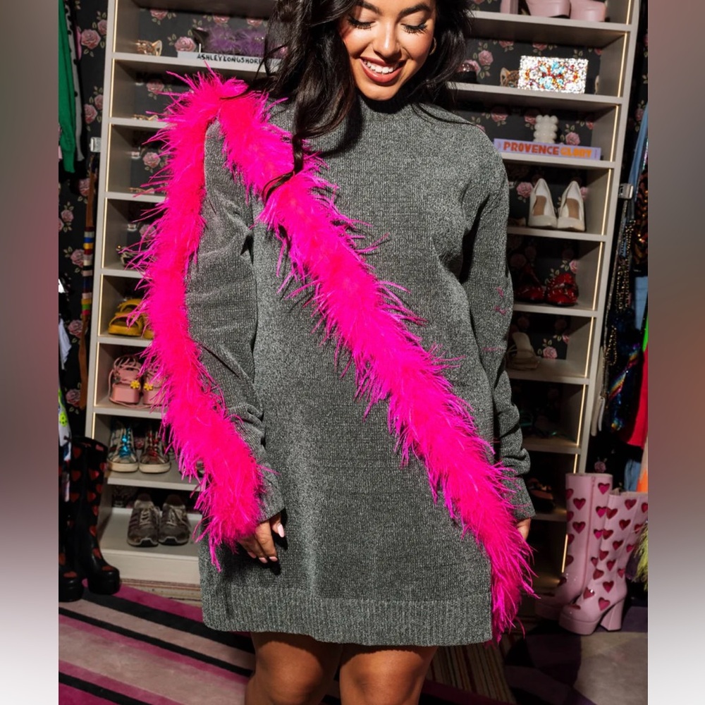 Diagonal Feather Sweater Dress NWT